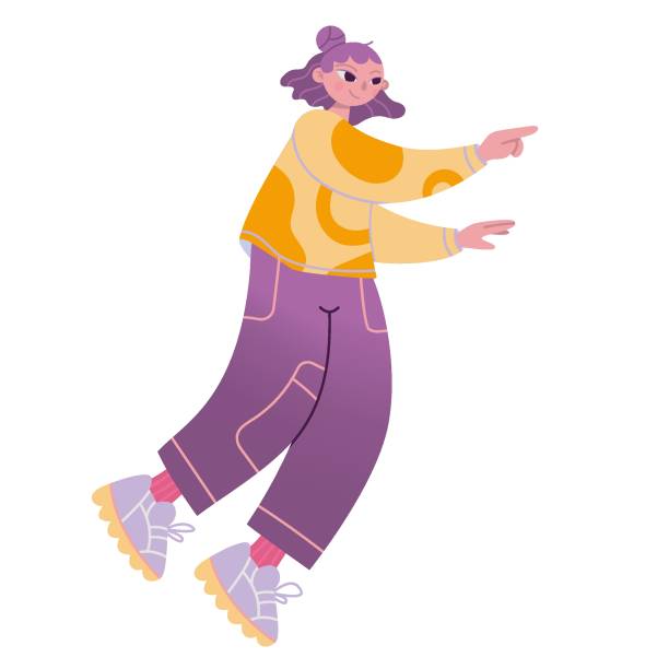 Happy girl flying, floating in air, levitates in space, reaches out with a hand to touch something. Stylish character, cartoon style. Trendy vector illustration isolated on white, flat Happy girl flying, floating in air, levitates in space, reaches out with a hand to touch something. Stylish character, cartoon style. Trendy vector illustration isolated on white, flat design. girl levitating stock illustrations