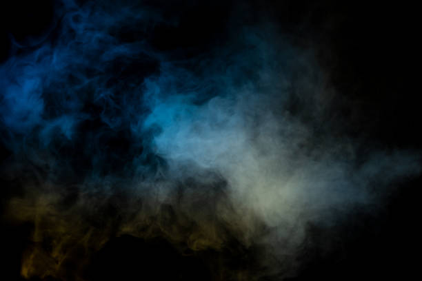 istock Blue and yellow steam on a black background. 1473991403