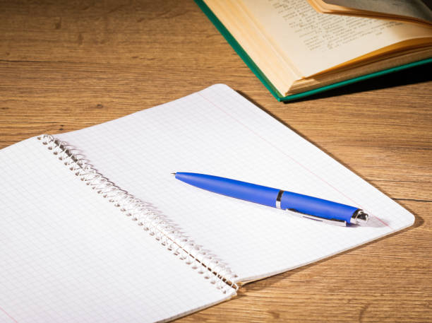 istock An open notebook with a pen lying on it prepared for writing on the office table 1473991496