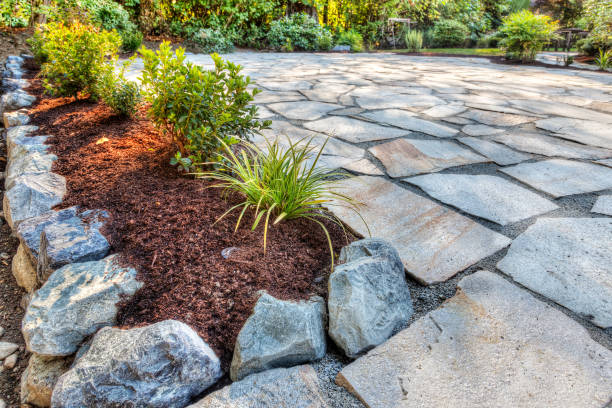 istock Completed flower beds around new patio 1473997468