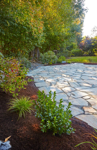 istock Back edge of new stone patio 1473997547