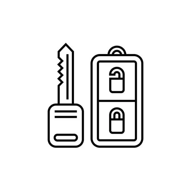 Vector illustration of Remote Keyless and Car Keys Line Icon