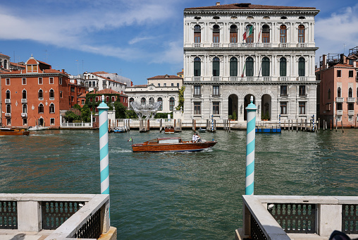 Venice, Italy - September 5, 2022: The Renaissance Palazzo Corner della Ca' Granda on the Grand Canal, San Marco, Venice, Italy
