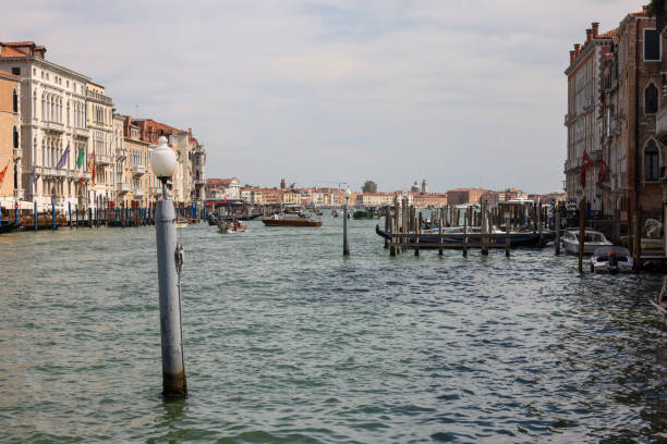 View of the Grand Canal from the terrace at the Peggy Guggenheim Collection in Venice Venice, Italy - September 5, 2022: View of the Grand Canal from the terrace at the Peggy Guggenheim Collection in Venice peggy guggenheim stock pictures, royalty-free photos & images