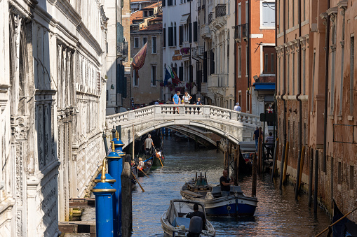 Venice, Italy - September 6, 2022: Ponte della Canonica in Venice. Italy