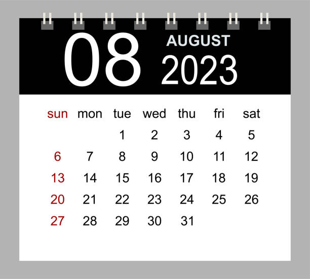 illustrazioni stock, clip art, cartoni animati e icone di tendenza di agosto 2023. modello di calendario mensile vettoriale 2023 anno in stile semplice per la progettazione di modelli. - getting the mail