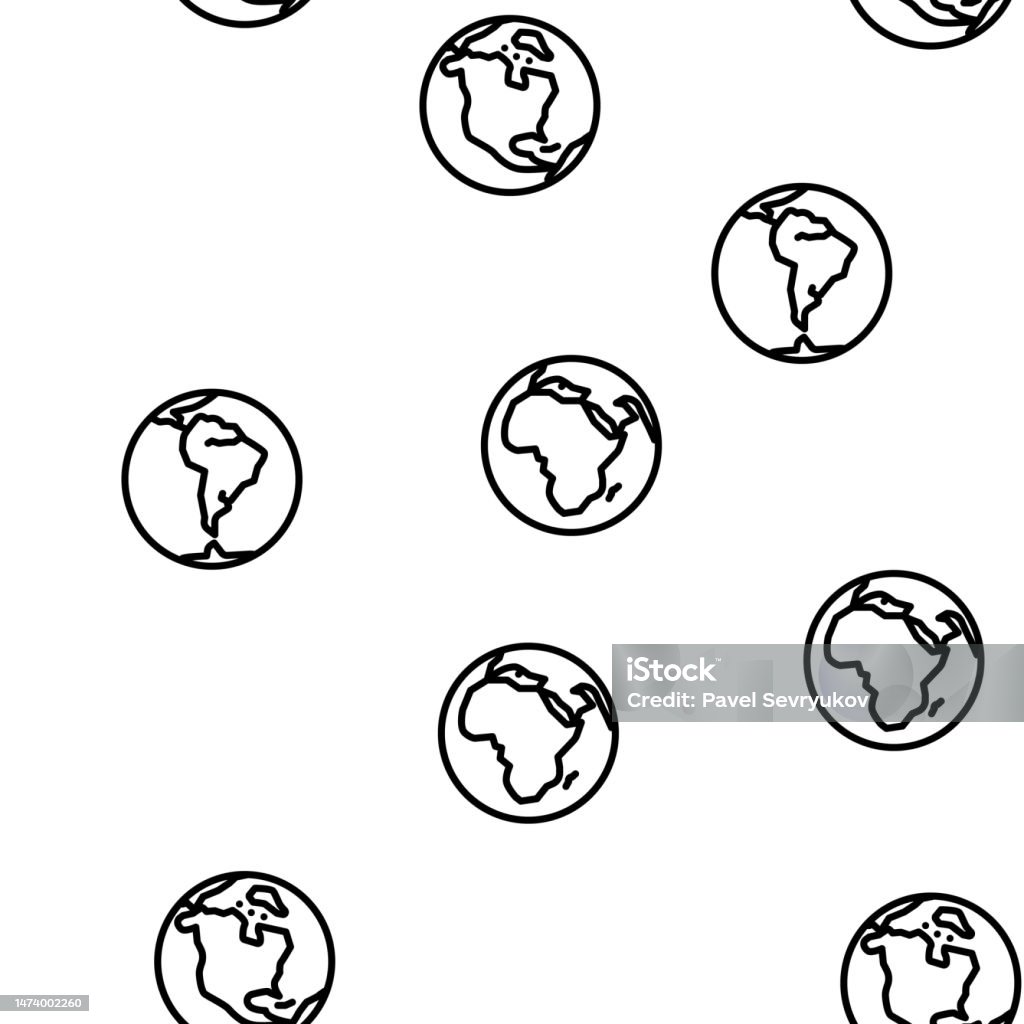 Globe Vector Pattern Earth World Globe Planet Vector Seamless Pattern Stock Illustration ...