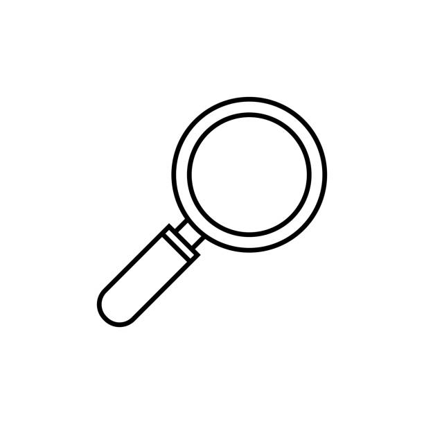 돋보기 라인 아이콘 - 돋보기 광학 기기 stock illustrations