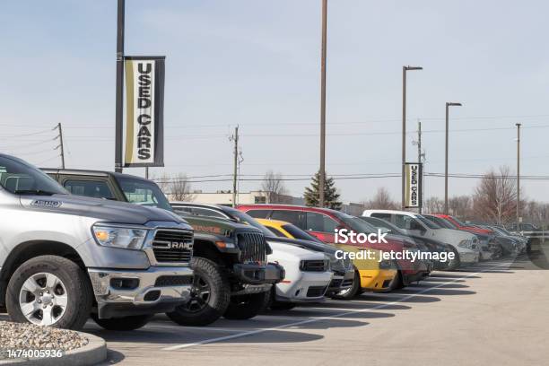 Used Car Display At A Dealership With Supply Issues Used And Preowned Cars Are In High Demand Stock Photo - Download Image Now