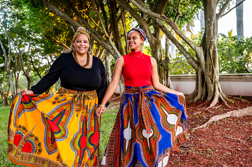 Two women dressed to celebrate Kwanzaa