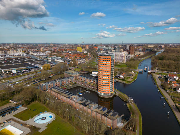 istock Apartment building in Leiden by drone 1474007296
