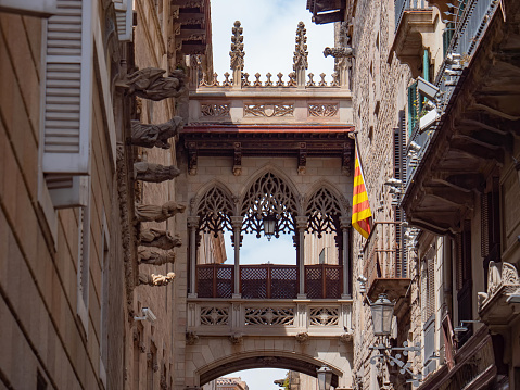 Balcony passage noble houses Gothic Quarter, Barcelona