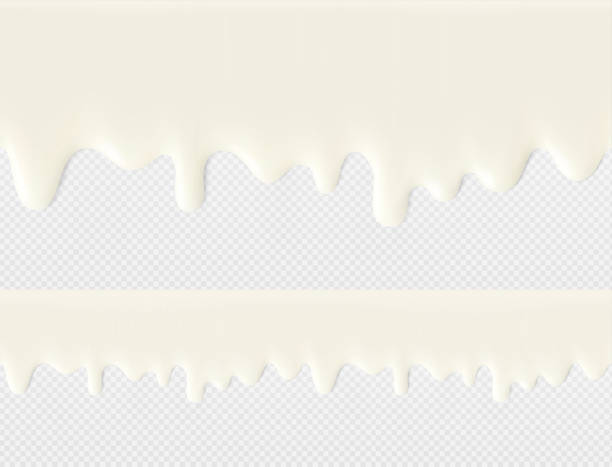 istock High realistic seamless cream flowing drops. Vector illustration isolated on transparent background. 1474016209