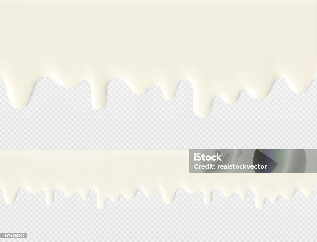 Cream Dripping Pattern High Realistic Seamless Cream Flowing Drops Vector Illustration ...
