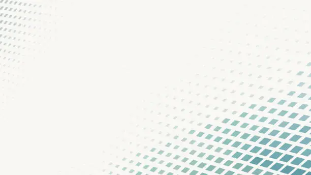 Vector illustration of Perspective dotted background with greyish teal squares. Minimal vector pattern