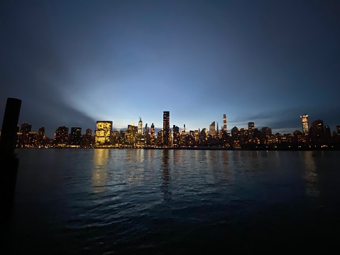 Mahattan at dusk over the East River