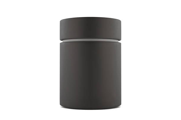 istock Black paper tube package mockup isolated on white background 1474028601