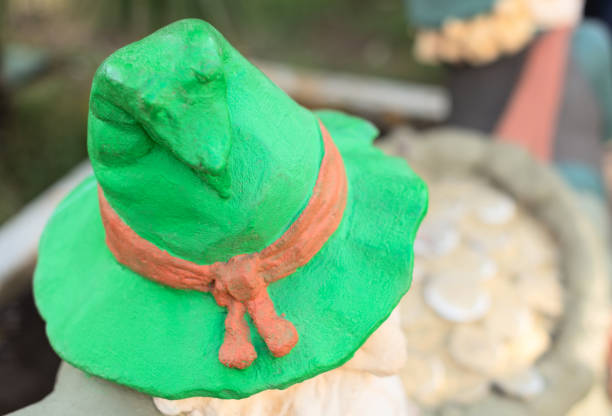 Green Leprechaun hat close up with selective focus. St Patrick's Day symbol. Greeting card. High quality photo