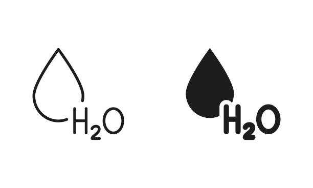 H2O Silhouette and Line Icon Set. Water Drop Black Sign Collection. Chemical Formula for Water. Symbol of Fresh Aqua Symbols. Isolated Vector Illustration H2O Silhouette and Line Icon Set. Water Drop Black Sign Collection. Chemical Formula for Water. Symbol of Fresh Aqua Symbols. Isolated Vector Illustration. h20 molecules stock illustrations