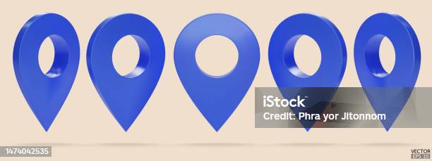 Map Pointer Blue Set Of Blue Map Pointer Isolated On Beige Background Blue Location Pin ...