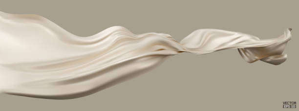 istock Flying beige silk textile fabric flag background. Smooth elegant beige Satin Isolated on Background for grand opening ceremony. Gold curtain. 3d vector illustration 1474043622