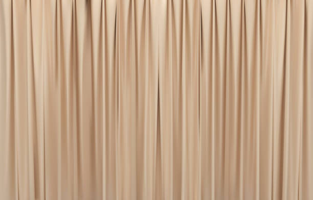 istock The closed beige curtain in the theatre background. Theatrical drapes. Beige curtains on a theatre stage. 3D Vector illustration. 1474043863