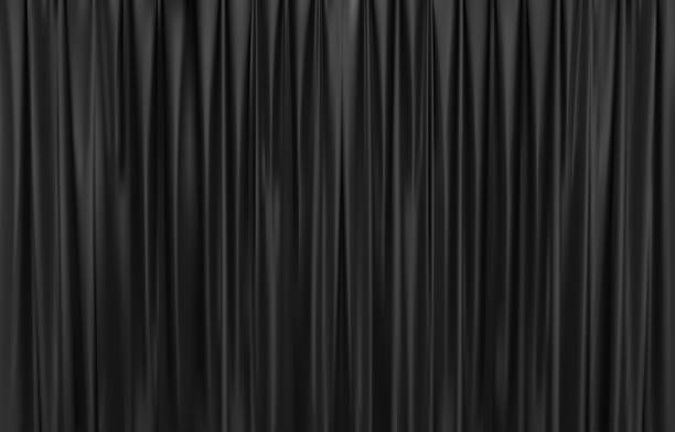ilustraciones, imágenes clip art, dibujos animados e iconos de stock de la cortina negra oscura cerrada en el fondo del teatro. cortinas teatrales. cortinas negras en un escenario de teatro. ilustración vectorial 3d. - silk black backgrounds pattern