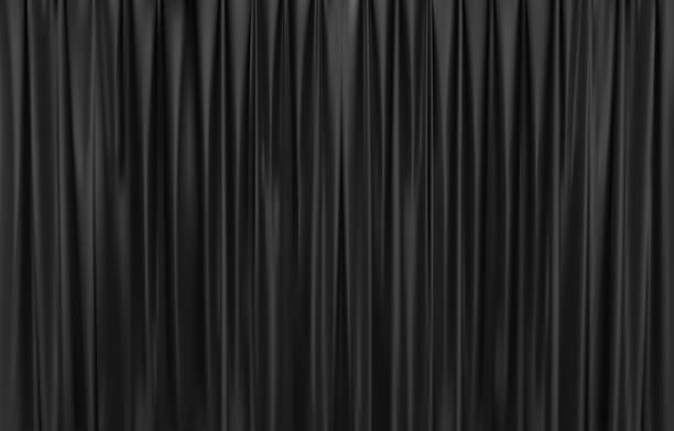 ilustrações, clipart, desenhos animados e ícones de a cortina preta escura fechada no fundo do teatro. cortinas teatrais. cortinas pretas em um palco de teatro. ilustração vetorial 3d. - velvet black backgrounds textile