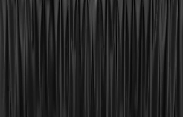 istock The closed dark black curtain in the theatre background. Theatrical drapes. Black curtains on a theatre stage. 3D Vector illustration. 1474043865