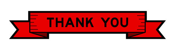 istock Ribbon label banner with word thank you in red color on white background 1474046665