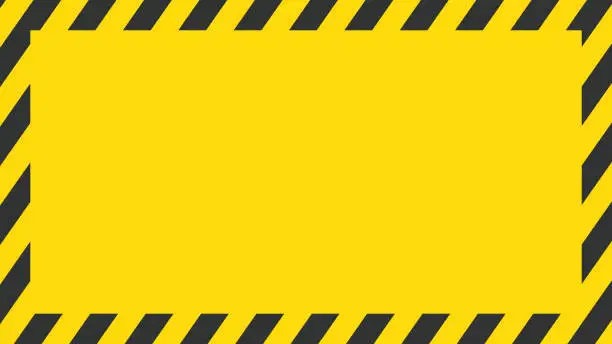 Vector illustration of Yellow and black warning frame. Prohibited, Danger, Caution.