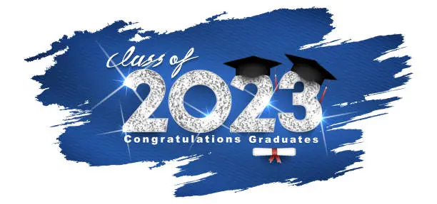 Vector illustration of Class of 2023 Vector text for graduation silver design, congratulation event, T-shirt, party, high school or college graduate. Lettering for greeting, invitation card