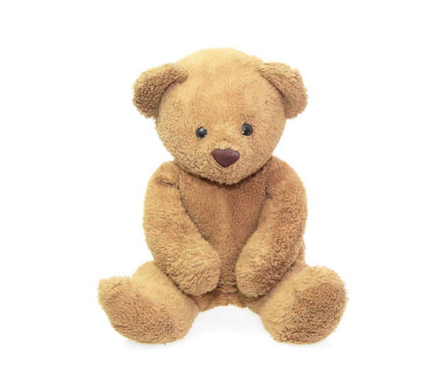 istock Brown teddy bear baby toy on a white background. 1474051720