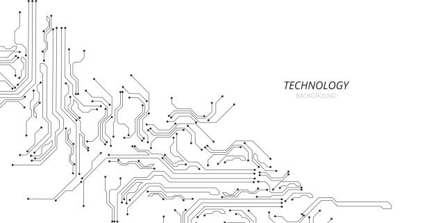 технология черной схемы на белом фоне. - circuit board abstract boarding technology stock illustrations