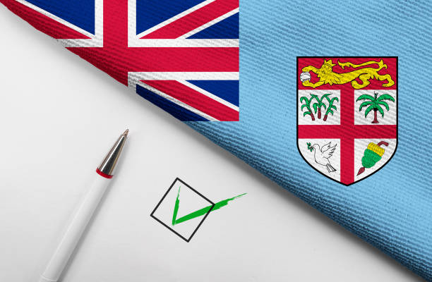 istock flag of Fiji and check mark 1474056827