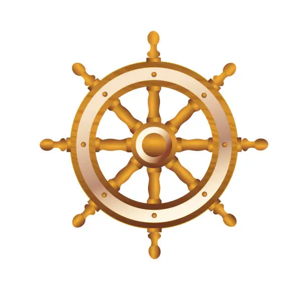 Vector illustration of ship steering wheel 2