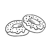 istock Donut black and white outline icon. Line sweet isolated on white. 1474062334