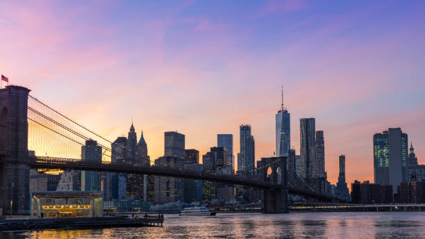 manhattan golden hour - new york panorama foto e immagini stock