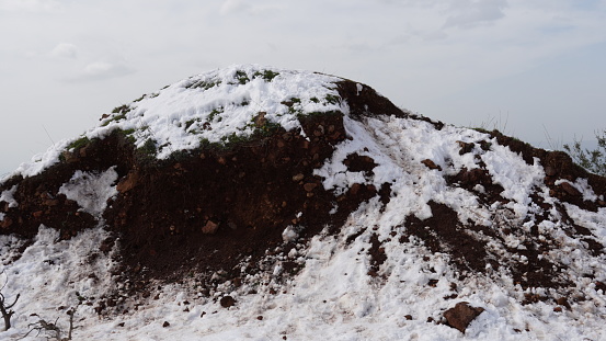 Winter in Israeli North. Golan Heights covered with snow