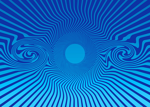 Blue Psychedelic Sun with Rippled Sunbeams