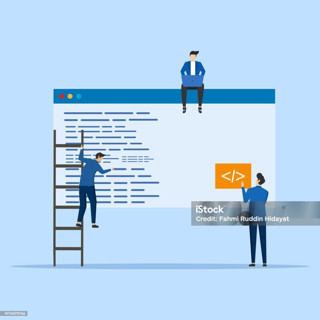 Software Developing People Development Process Concept People Characters Work Together And Develop ...