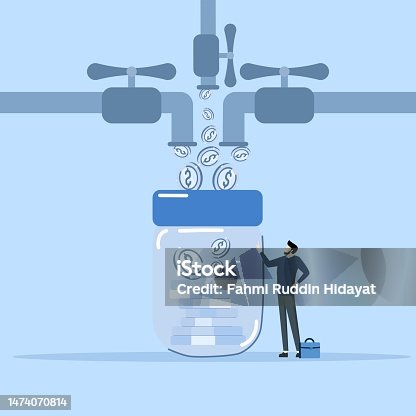 istock Multiple income stream concept, passive income or income from investing multiple assets. 1474070814