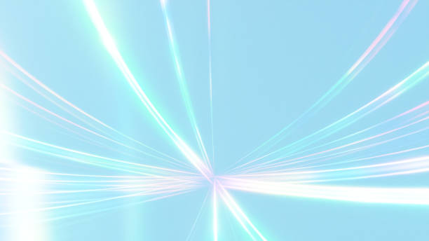 istock 3D Illustration.Background material shining with colorful stripes effect on light blue background. Beautiful light streaks. Cosmetics and beauty background image. (landscape) 1474076615