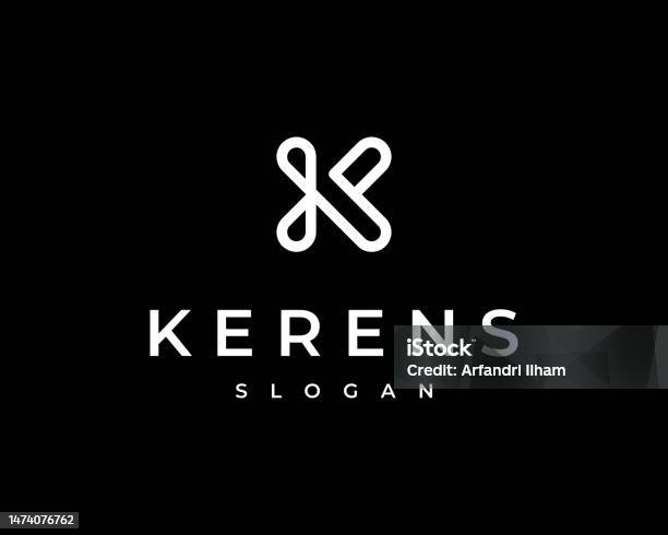 K Monogram Simple Letter K Curve Line Wavy Rounded Simple Minimalist Monogram Vector ...
