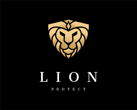 Lion Head Leo Mane Predator Gold Luxury Elegant Shield Safety Majestic Crest Vector  Design