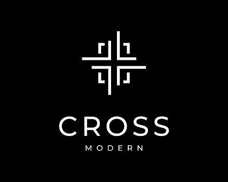 Cross Religion Jesus Christ Faith Crucifix Church Line Modern Simple Frame Border Vector  Design