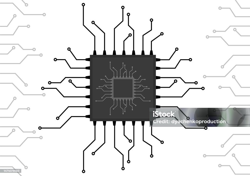 Circuit Board With A Microprocessor For A Computer Scheme Vector ...
