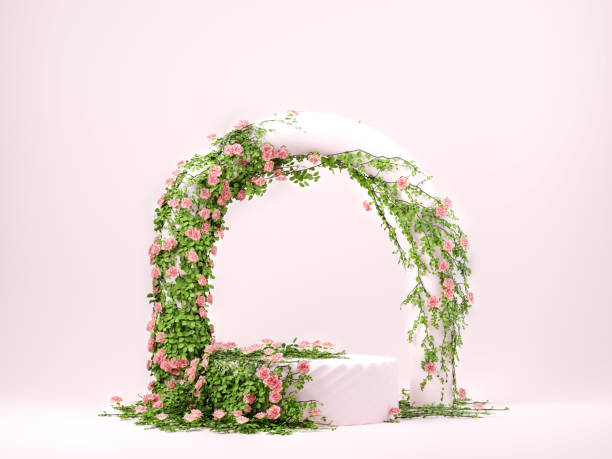 istock 3d spring floral scene with podium display on pink pastel background 1474080728