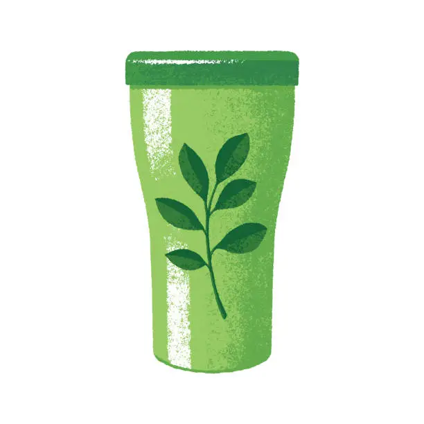 Vector illustration of Green Leaf Tumbler Cup