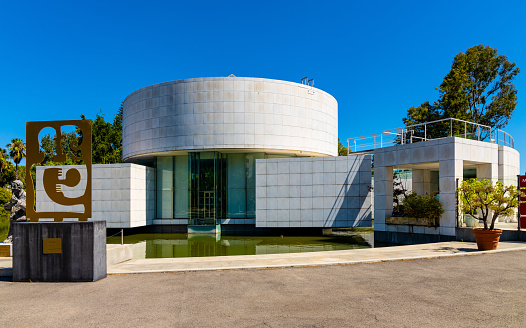 Nice, France - July 30, 2022: Modernistic Asian Arts Museum, Musee des Arts Asiatiques within Phoenix Park in Ouest Grand Arenas business district of Nice on French Riviera